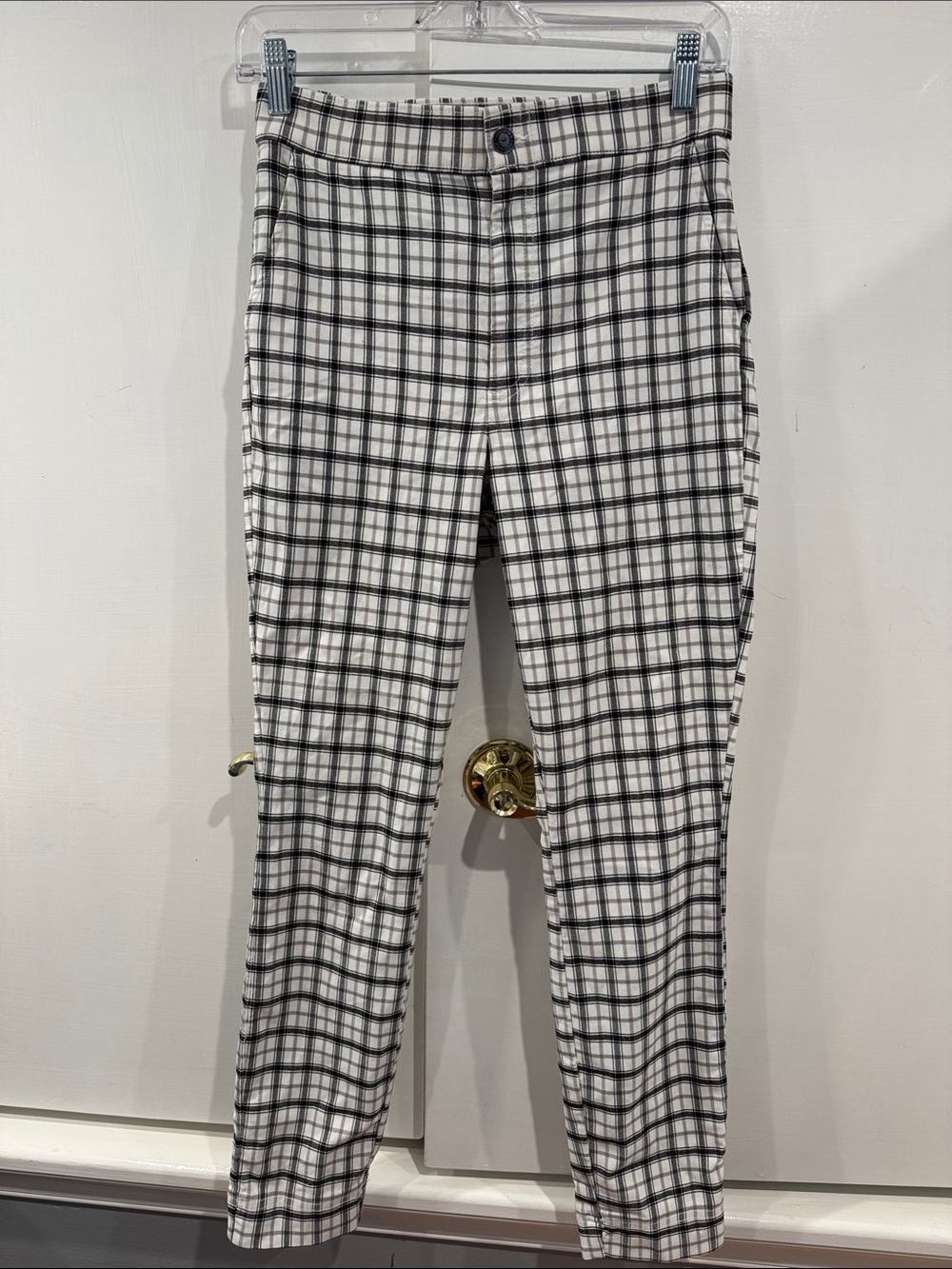 Hollister Black and White Plaid Mid-Rise Pants